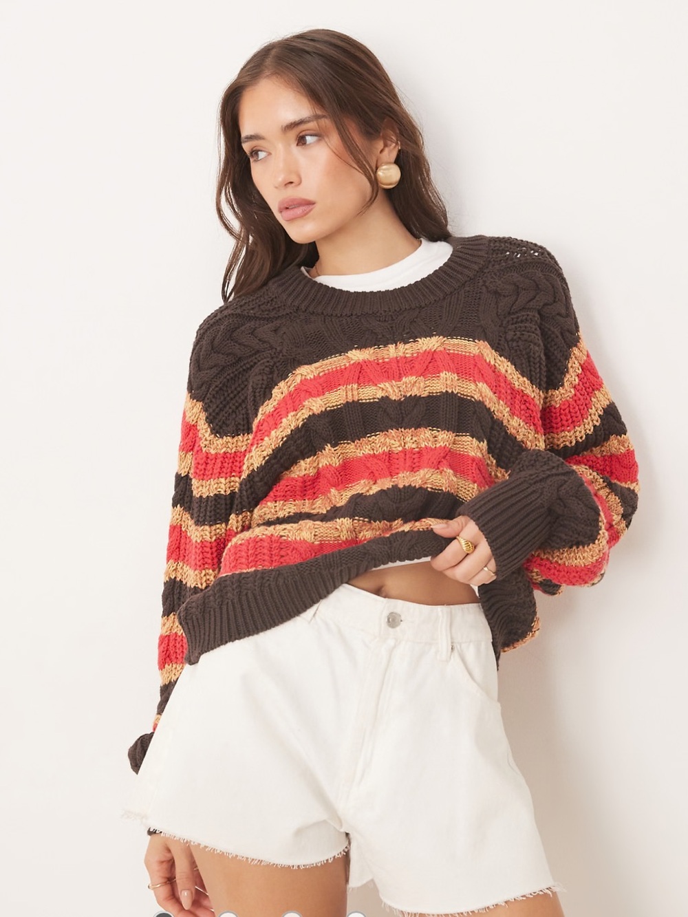 Free People Frankie Cable Striped Pull On